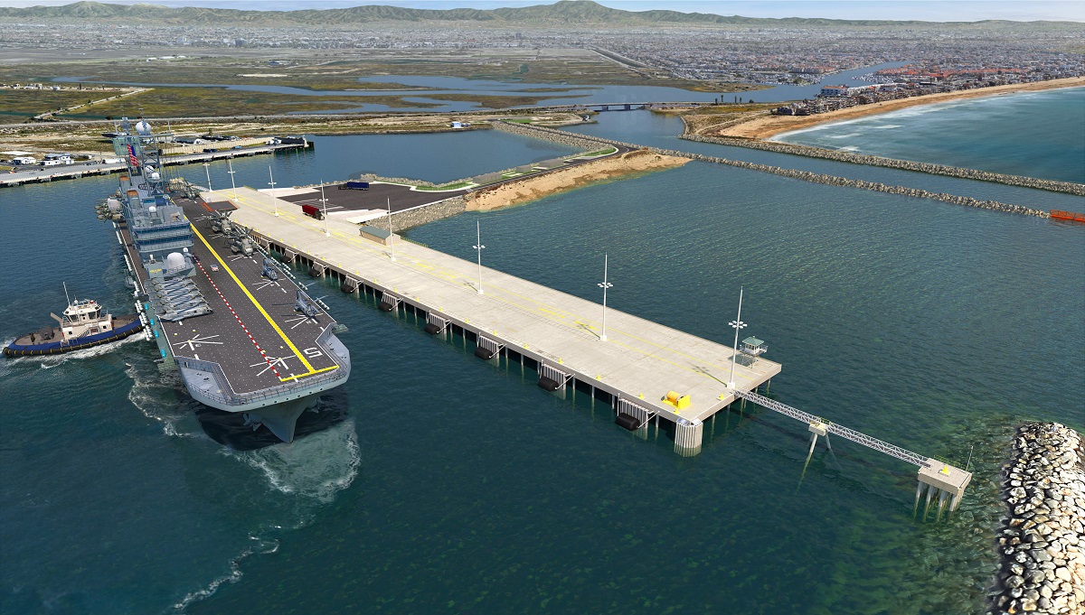 Artist's rendering of completed ammunition pier project. Artist's rendering of completed ammunition pier project.